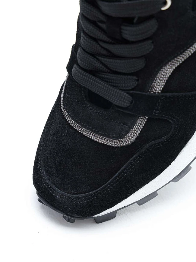 Кроссовки женские демисезонные, цвет черный, натуральный спилок 136584 | 19