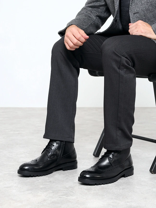 Ботинки мужские демисезонные, цвет черный, натуральная кожа M262022 | 12