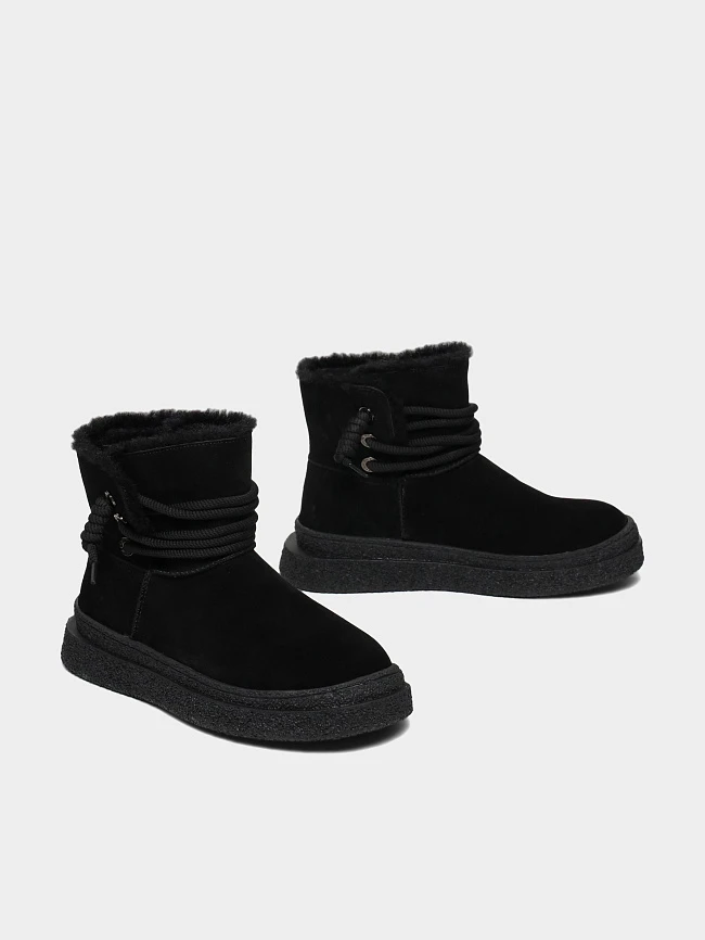 Полусапоги женские зимние, цвет черный, натуральный спилок 3630341M | 3