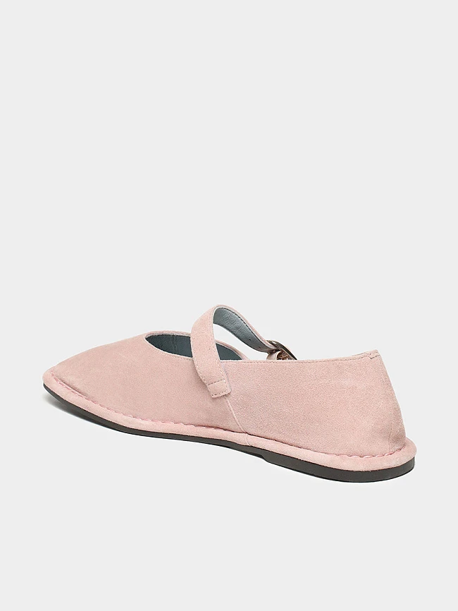 Балетки женские всесезонные, цвет пудровый, натуральный велюр 17VC506 | 3