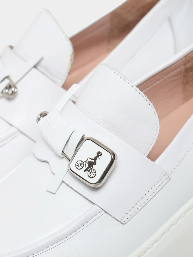 Лоферы женские всесезонные, цвет белый, натуральная кожа 136453 | 7