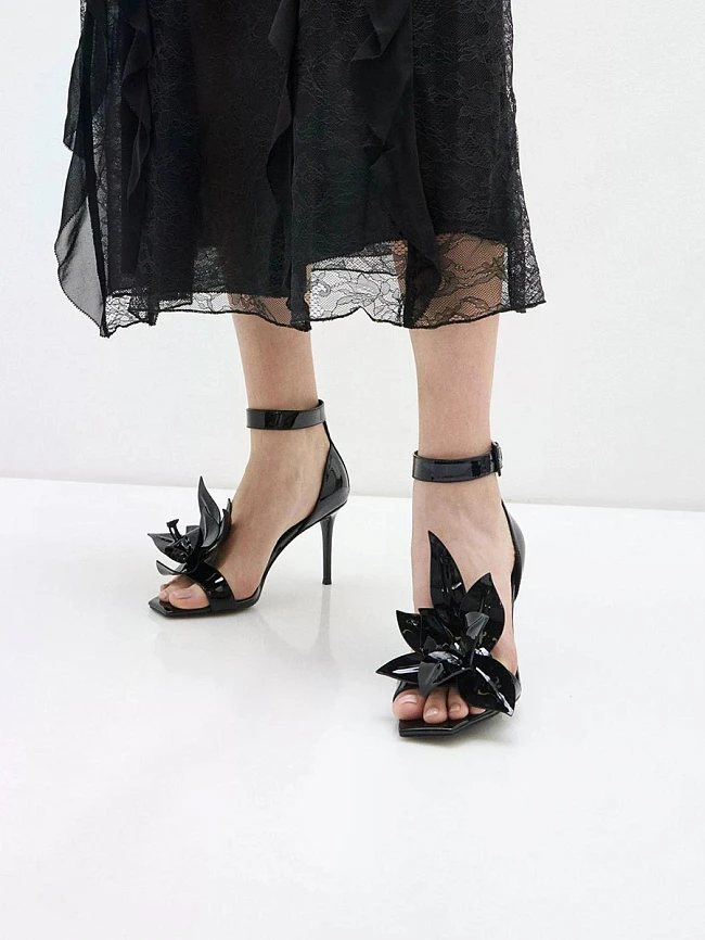 Босоножки женские летние, цвет черный, натуральная лаковая кожа 1494163 | 6