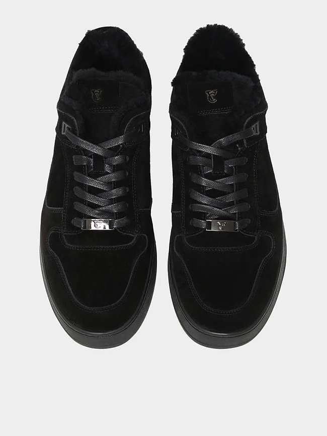 Кеды мужские зимние, цвет черный, натуральный спилок M253853M | 4