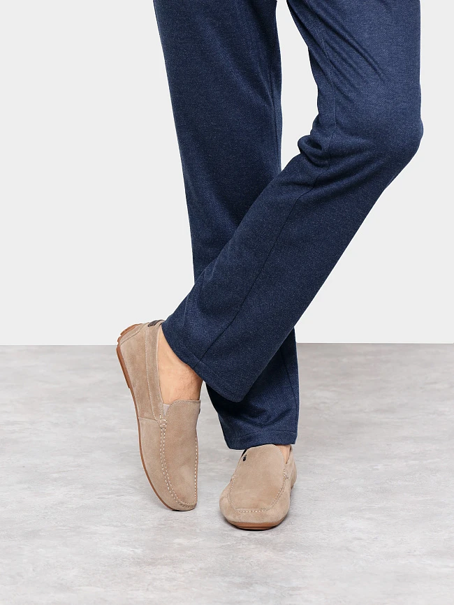 Мокасины мужские летние, цвет бежевый, натуральный спилок M801344 | 7