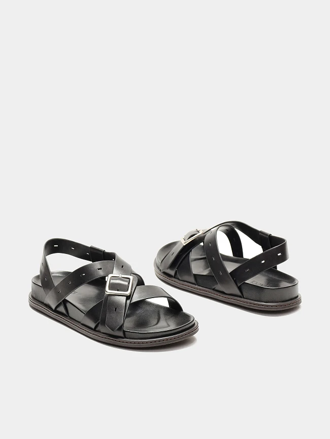 Сандалии женские летние, цвет черный, натуральная кожа 497673 | 4