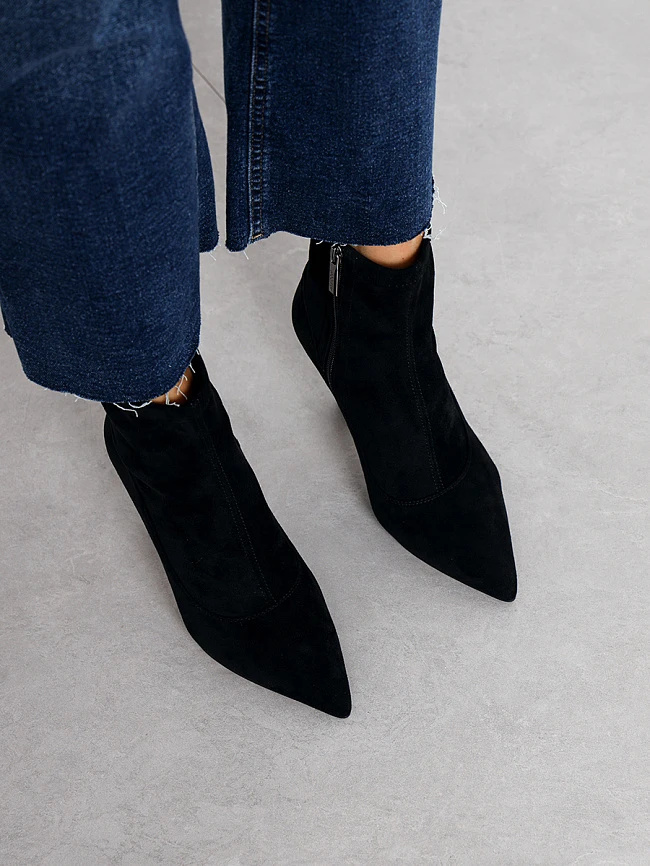 Полусапоги женские демисезонные, цвет черный, искусственный велюр 1396531P | 10