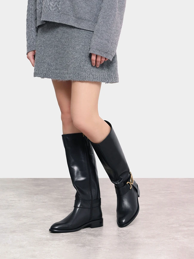 Сапоги женские демисезонные, цвет черный, натуральная кожа 1493648 | 8