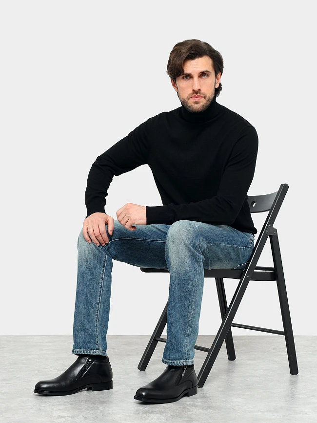 Ботинки мужские демисезонные, цвет черный, натуральная кожа M1023028 | 11