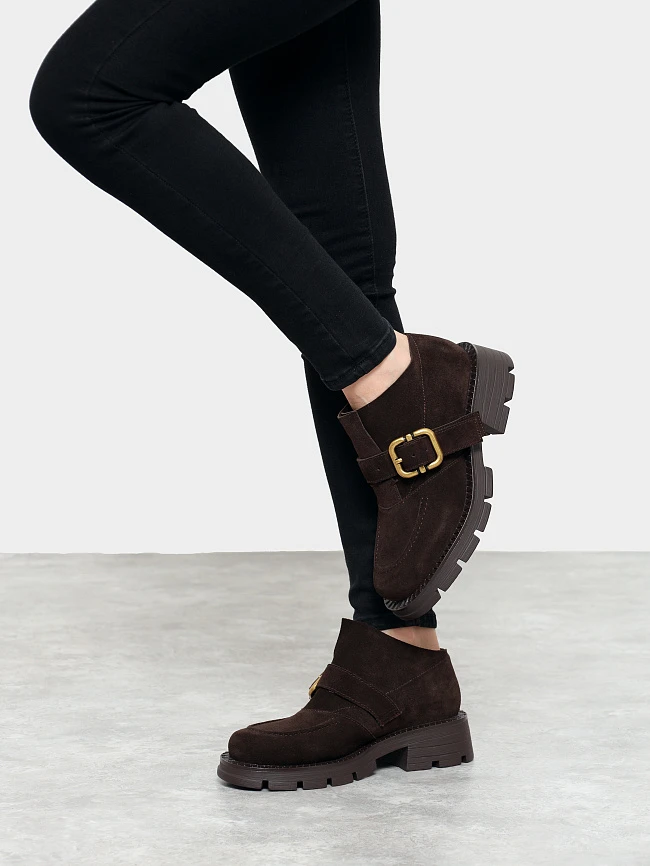 Полуботинки женские всесезонные, цвет коричневый, натуральный спилок 1731215 | 9