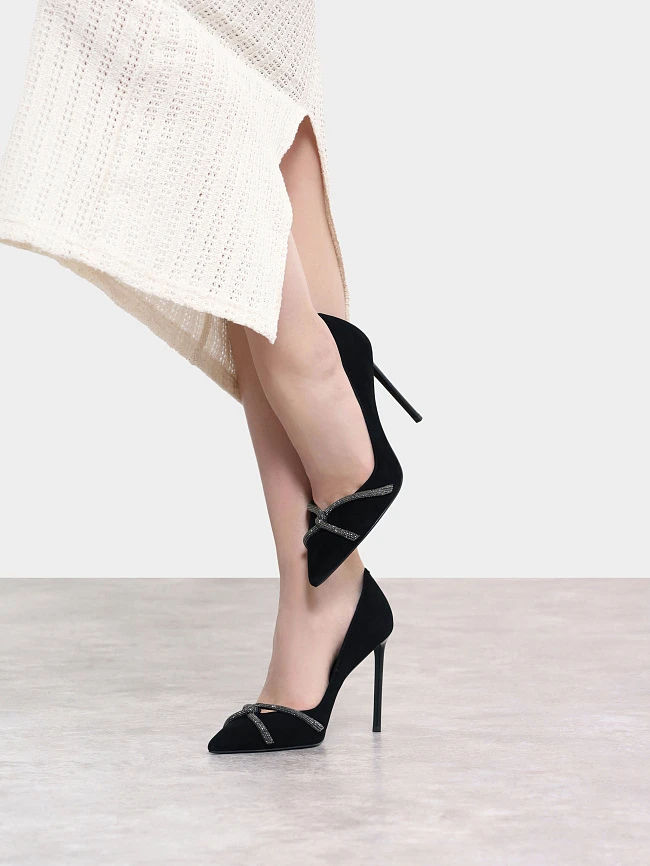 Туфли женские всесезонные, цвет черный, натуральный велюр 1492372P | 10