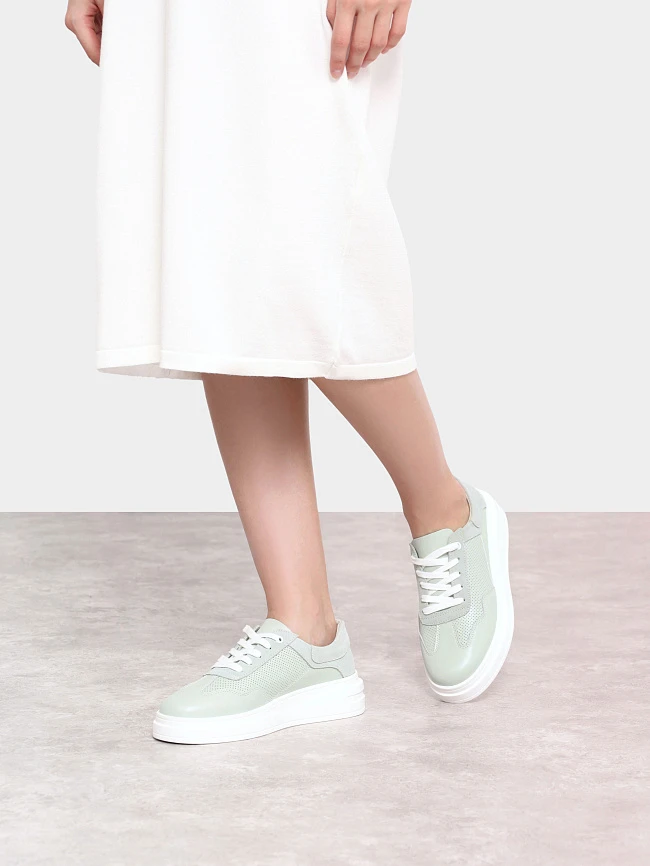 Кеды женские демисезонные, цвет мятный, натуральная кожа и полимерные материалы 116030 | 8