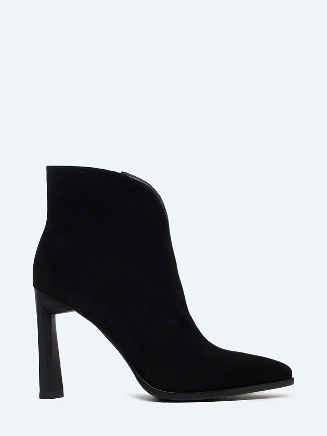 Ботильоны женские демисезонные, цвет черный, натуральный велюр 1849292 | 2