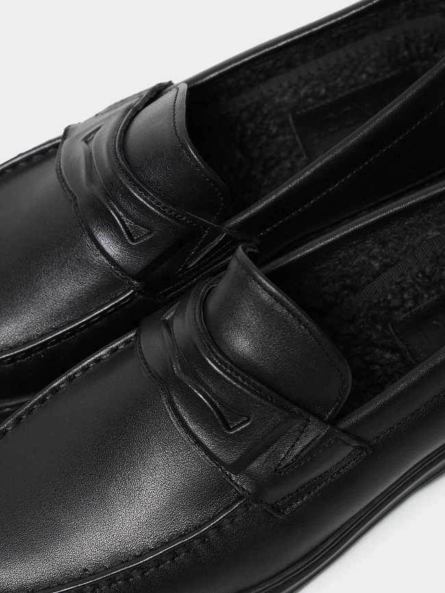 Лоферы мужские зимние, цвет черный, натуральная кожа M80747M | 6