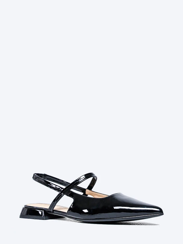 Туфли женские летние, цвет черный, натуральная лаковая кожа 642026 | 1