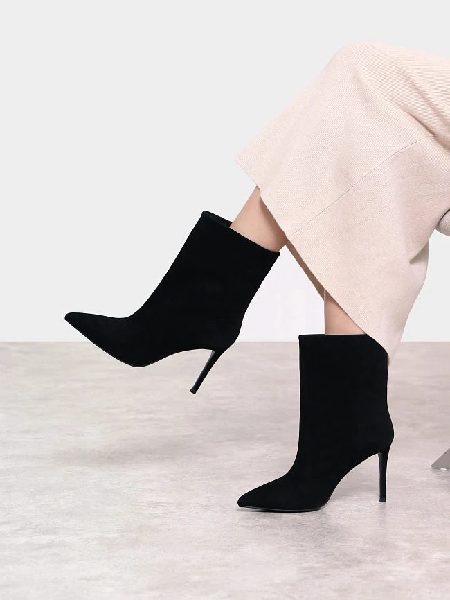 Полусапоги женские демисезонные, цвет черный, натуральный велюр 1820495 | 11