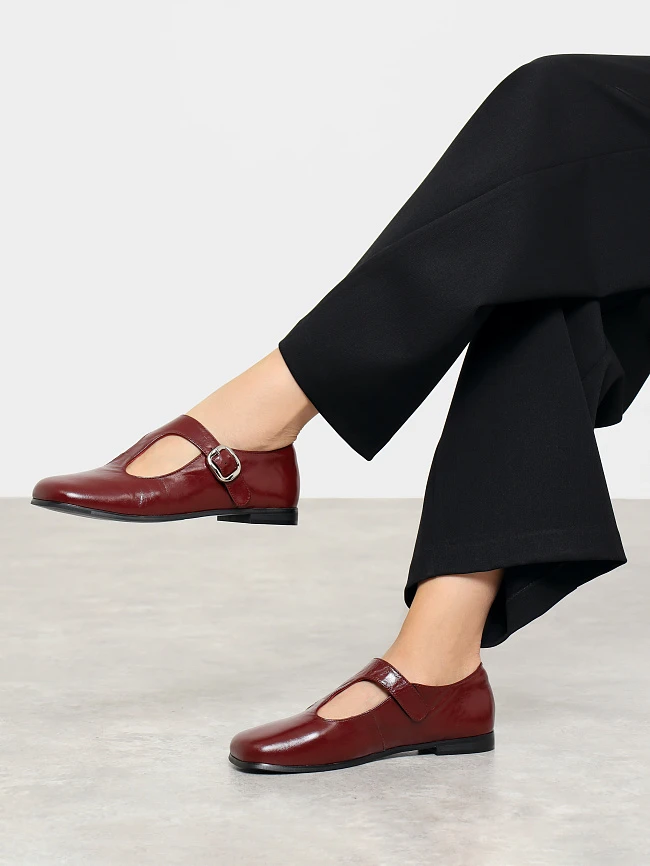 Балетки женские всесезонные, цвет бордовый, натуральная масляная кожа 7210418 | 6