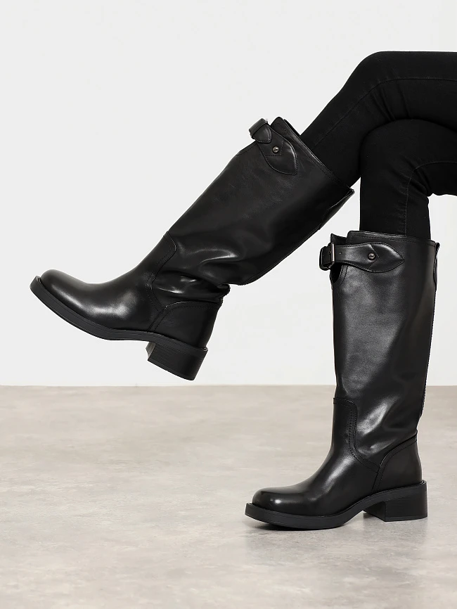 Сапоги женские демисезонные, цвет черный, натуральная кожа 642310 | 7