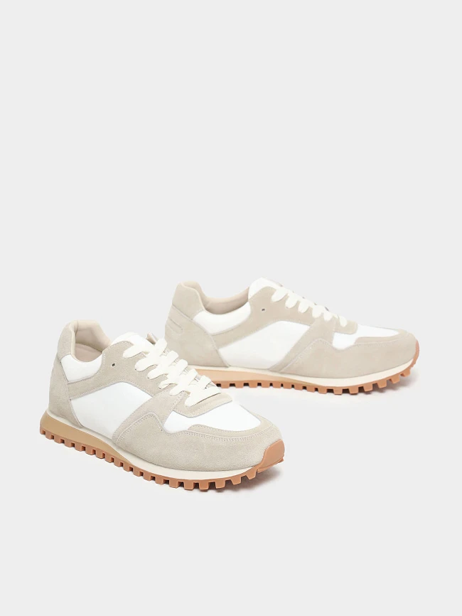 Кроссовки женские демисезонные, цвет молочный, натуральный спилок/текстиль 3630204 | 3