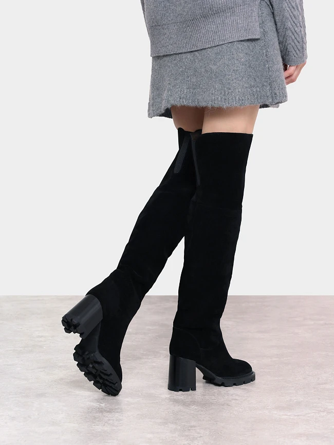 Ботфорты женские зимние, цвет черный, натуральный спилок 1730133M | 8