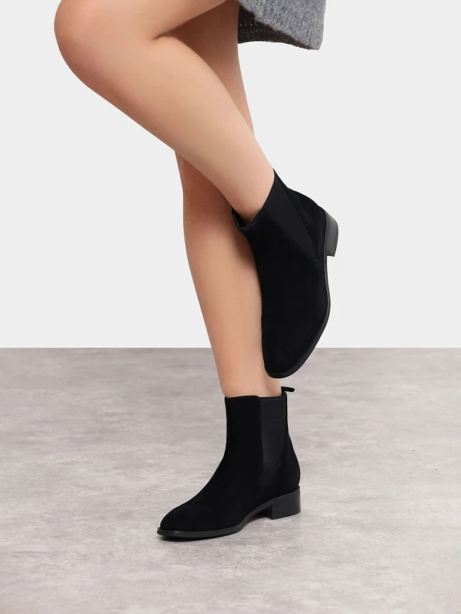 Полусапоги женские демисезонные, цвет черный, натуральный велюр 495636 | 9