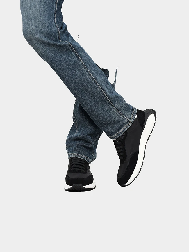 Кроссовки мужские демисезонные, цвет черный, натуральный спилок/текстиль/натуральная кожа M03103 | 8