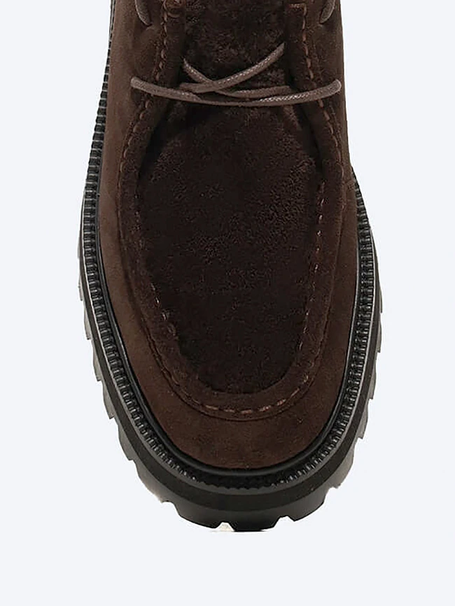 Полуботинки женские всесезонные, цвет коричневый, натуральный спилок/натуральный мех 1821539 | 4