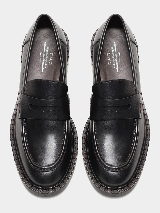 Лоферы женские всесезонные, цвет черный, натуральная кожа 1821519 | 5