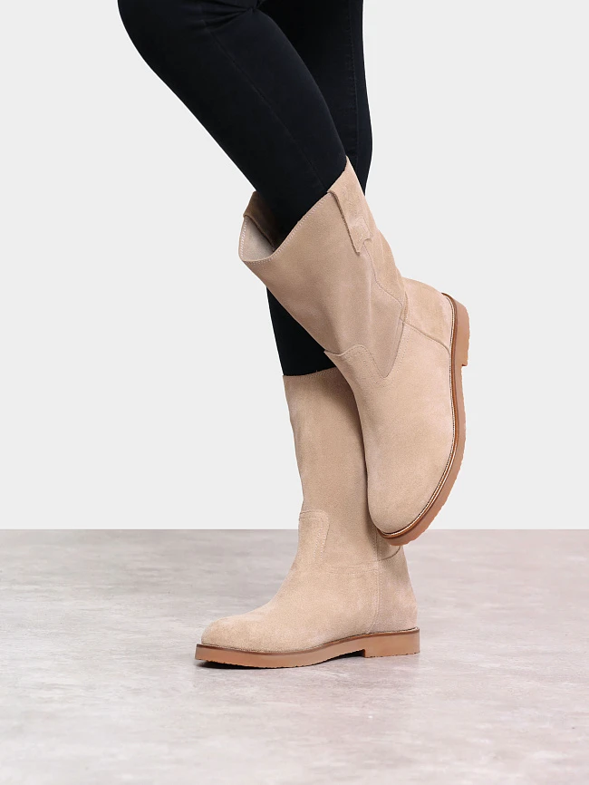 Полусапоги женские демисезонные, цвет бежевый, натуральный спилок 136568 | 10