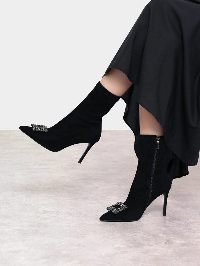 Полусапоги женские демисезонные, цвет черный, натуральный велюр 1820306 | 11