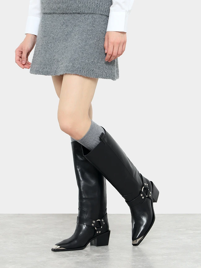 Сапоги женские демисезонные, цвет черный, натуральная кожа 497261 | 7