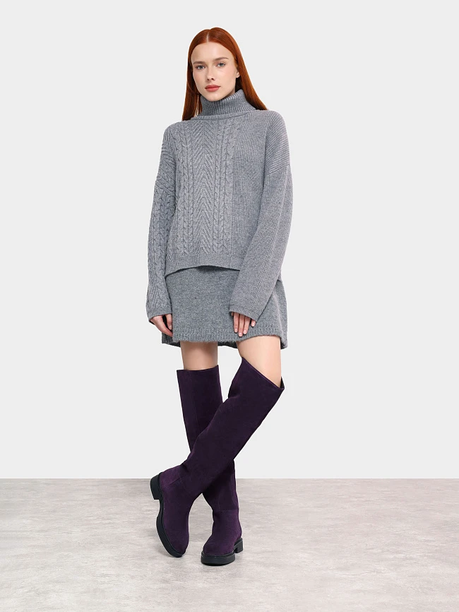 Ботфорты женские зимние, цвет бордовый, натуральный спилок 1730218M | 13