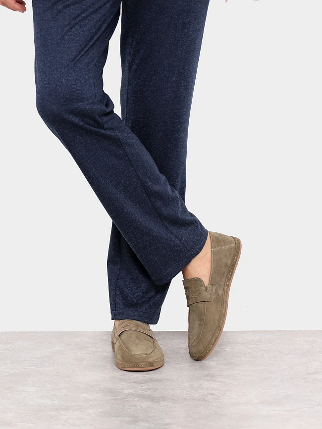 Лоферы мужские демисезон; лето;, цвет бежевый, натуральный велюр M254426 | 7