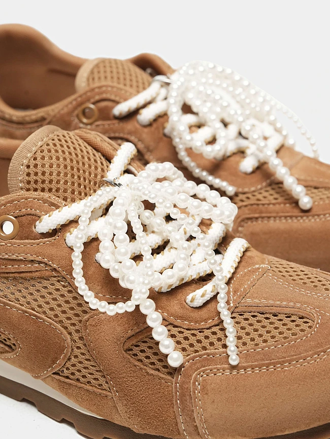 Кроссовки женские летние, цвет коричневый, натуральный нубук/текстиль 3630414 | 5