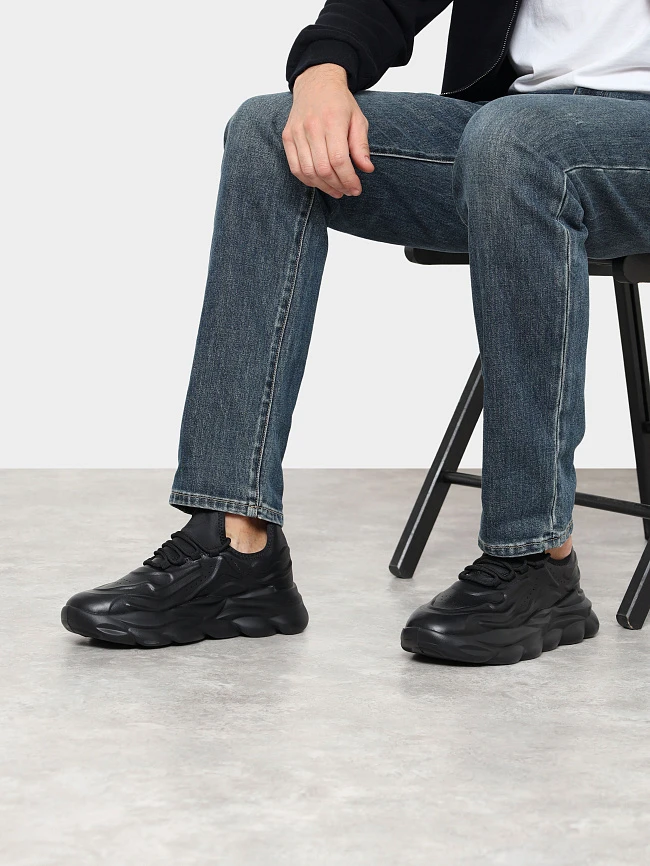 Кроссовки мужские демисезонные, цвет черный, натуральная кожа/текстиль M59VC011 | 12