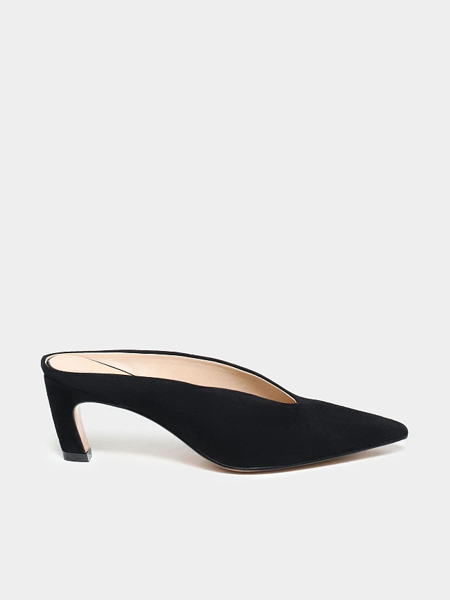 Мюли женские летние, цвет черный, натуральный велюр 497477 | 1