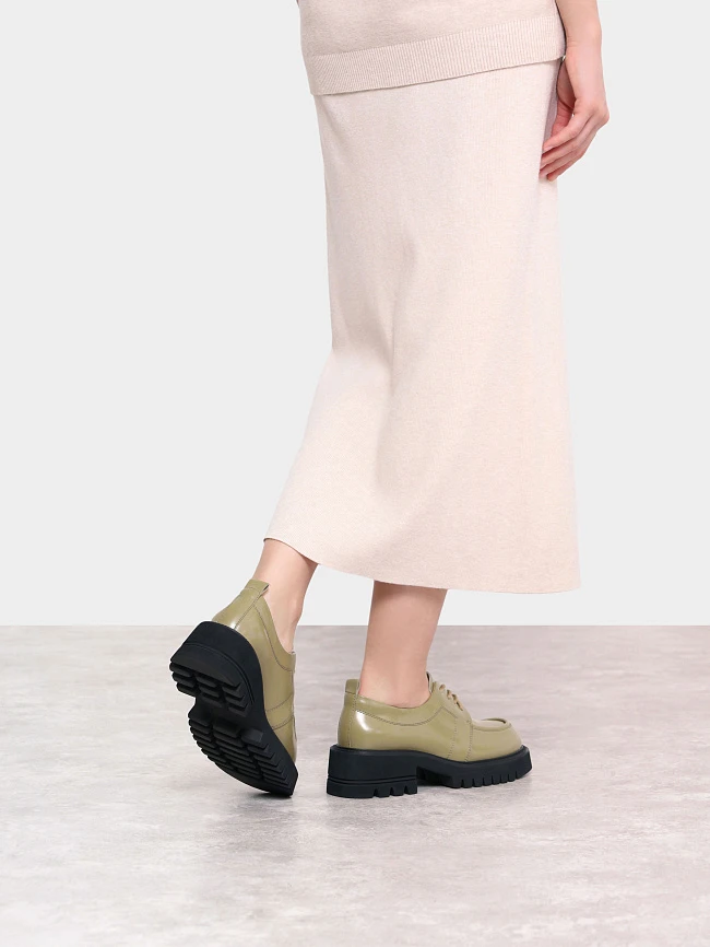 Полуботинки женские всесезонные, цвет хаки, натуральная кожа 1820163 | 9