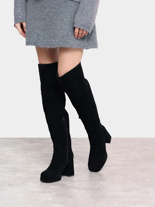 Сапоги женские зимние, цвет черный, натуральный велюр 1730320M | 7