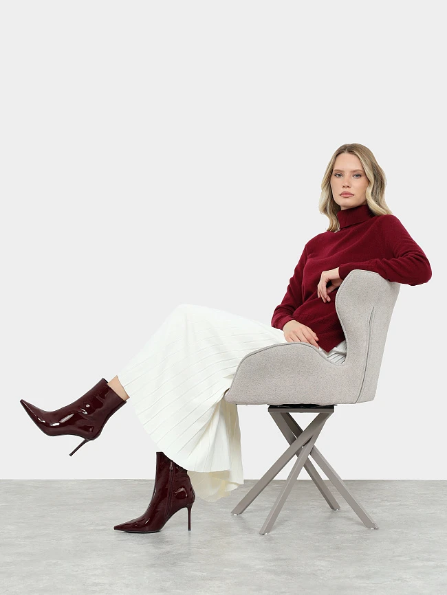 Полусапоги женские демисезонные, цвет бордовый, натуральная лаковая кожа 1494513 | 11