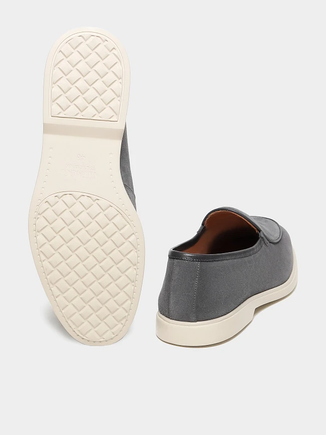 Лоферы мужские демисезон; лето;, цвет серый, натуральный спилок/натуральная кожа M801307 | 3