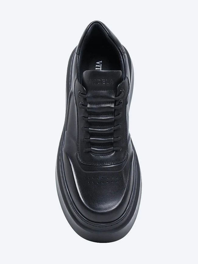 Кеды мужские демисезонные, цвет черный, натуральная кожа M03027 | 4