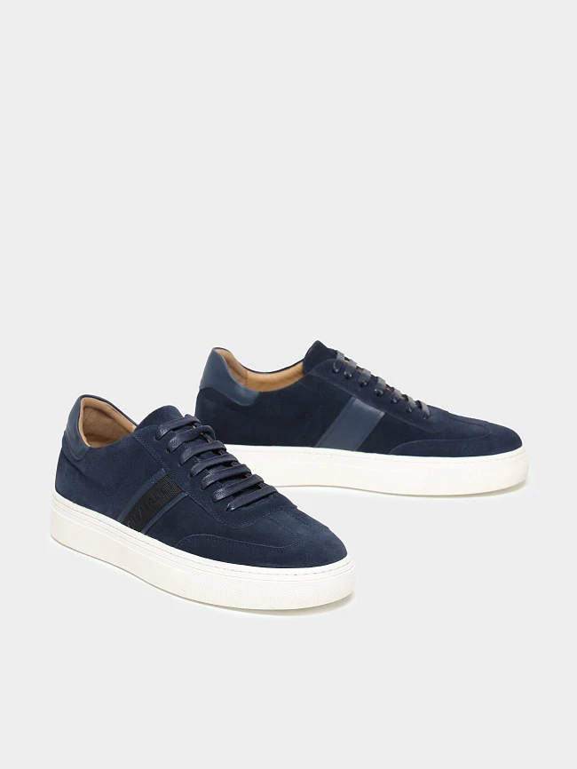 Кеды мужские демисезонные, цвет синий, натуральная кожа/натуральный спилок M253697-1 | 3