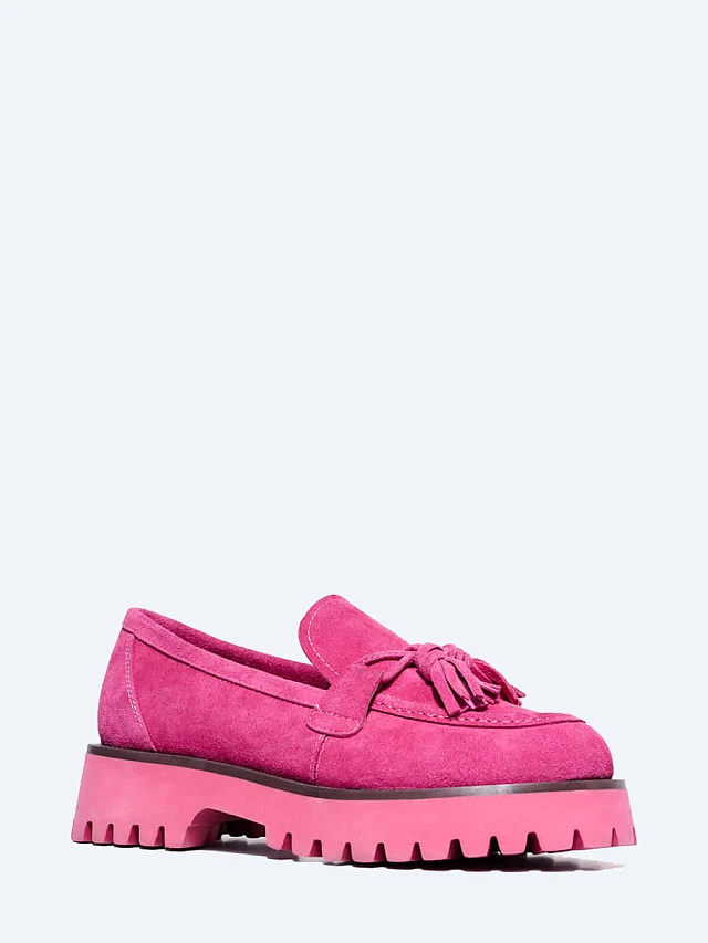 Лоферы 1847564 женские цвет фуксия, натуральный спилок 1847564         | 1