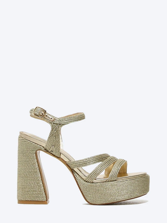Босоножки женские летние, цвет золотой, текстиль 7990045 | 2