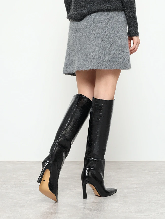 Сапоги женские демисезонные, цвет черный, натуральная кожа 6550374 | 8