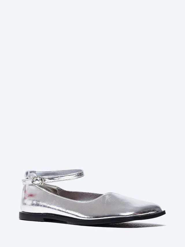 Балетки женские всесезонные, цвет серебряный, натуральная кожа и полимерные материалы 1849716 | 1