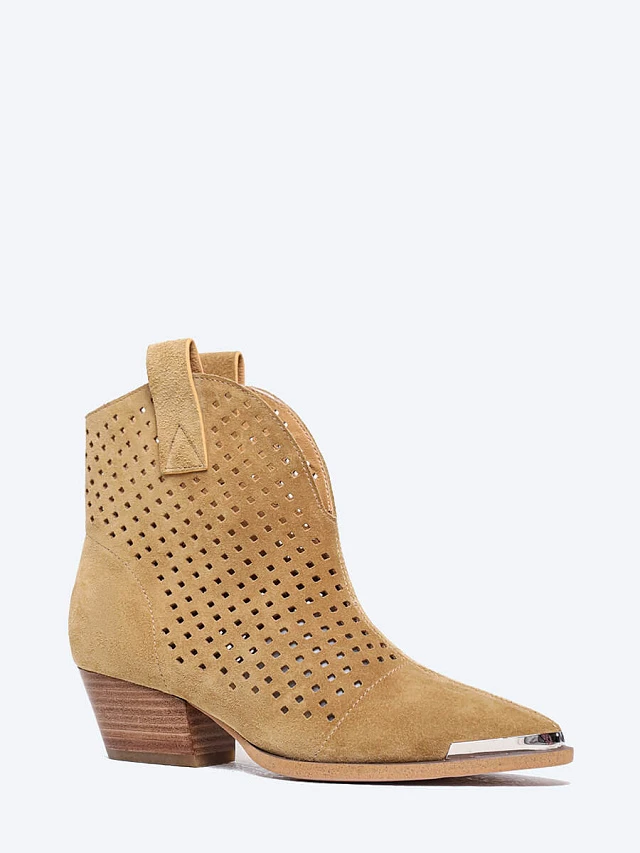 Ботильоны женские летние, цвет рыжий, натуральный спилок 1849874 | 1