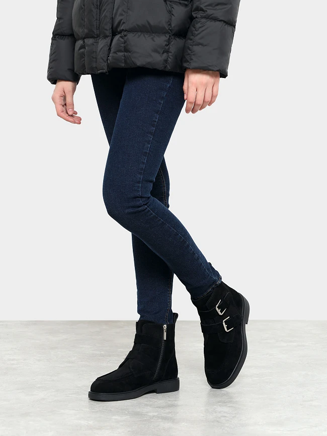 Ботинки женские зимние, цвет черный, натуральный спилок 7210320M | 7