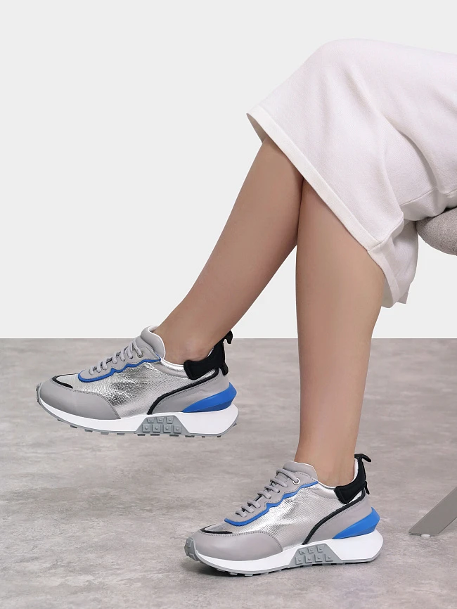 Кроссовки женские демисезонные, цвет серый, натуральная кожа 136591 | 11