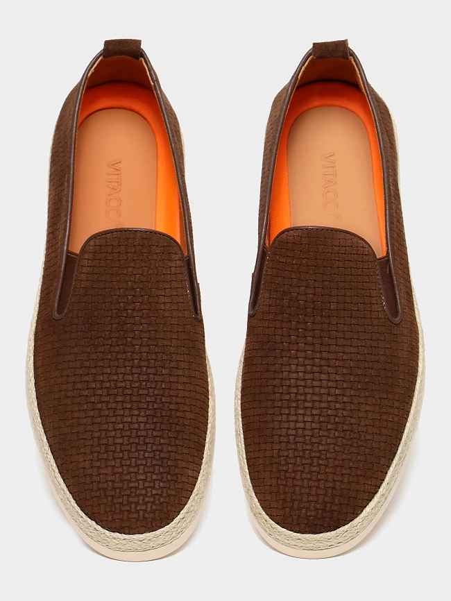 Слипоны мужские демисезон; лето;, цвет коричневый, натуральный спилок M801334 | 4