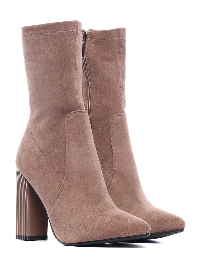 Полусапоги женские демисезонные, цвет бежевый, искусственный велюр 1842682P4 | 4